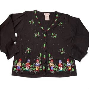 B.P. Design Embroidered and Beaded Christmas Cardigan NWOT